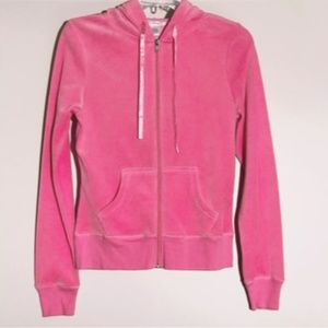 PJ SALVAGE Pink Velour Hoodie Cotton Blend Sz M